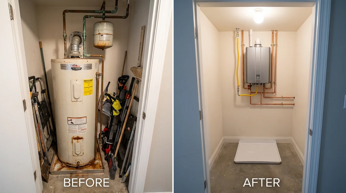 Tank water heater versus wall-mounted tankless unit comparison for Norway, ME homeowners